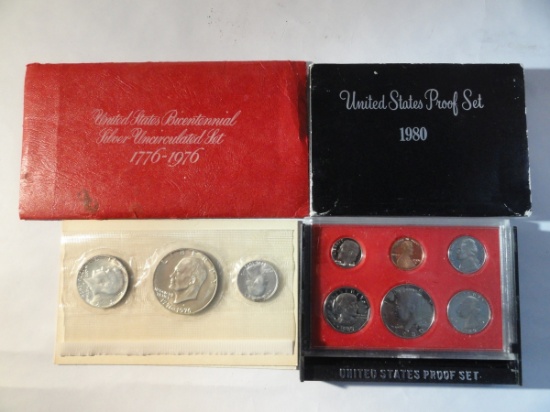 1776-1976 BICENTENNIAL SILVER UNCIRCULATED SET: 1980 UNITED STATES PROOF SET