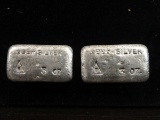 (2) HAND POURED 3 OZ .999 FINE SILVER BARS