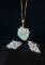 14KT OPAL AND DIAMOND PENDANT AND EARRING SET