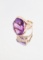 14KT GOLD, AMETHYST AND DIAMOND RING