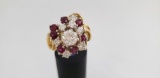 18KT YELLOW GOLD RUBY AND 2.05 CTW DIAMOND RING