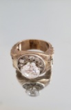 14KT GOLD CZ AND DIAMOND GENT'S RING:
