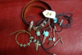 LOT OF GENT'S SILVER AND TURQUOISE JEWELRY ITEMS: