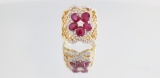 14KT YELLOW GOLD, RUBY AND DIAMOND RING: