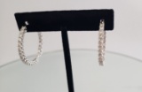 18 KT WHITE GOLD DIAMOND 3.08 CTW  IN AND OUT HOOP EARRINGS