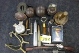 LOT OF TRENCH ART AND MILITARY MEMORABILIA