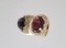 14KT YELLOW GOLD AND DEEP RED TOURMALINE RING