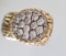 14KT GOLD AND CZ MEN'S RING WITH 14 (4MM) CZ'S (44.1 GRAMS)