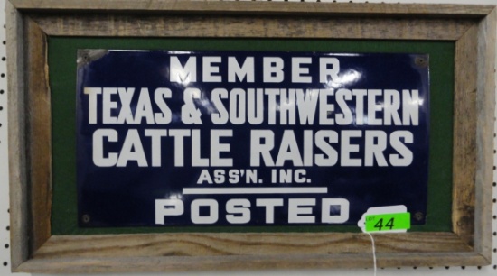 MEMBER'S TEXAS AND SOUTHWEST CATTLE RAISERS ASSOC. ENAMEL SIGN