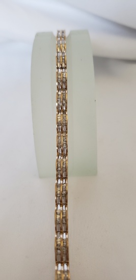 14KT YELLOW GOLD & DIAMOND BRACELET: