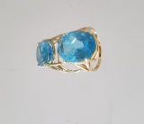 14KT YELLOW GOLD AND TOPAZ RING: LARGE OVAL TOPAZ 15 X 11MM