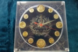 5OTH ANNIVERSARY CLOCK WITH GOLD PLATED COINS ALL 1964