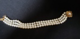 3 STRAND PEARL BRACELET WITH 14KT GOLD CLASP WITH 4 SAPPHIRES