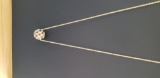 14KT GOLD NECKLACE WITH A SINGLE GEMSTONE SET BEAD: