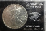 1990 SILVER AMERICAN EAGLE, 1 TROY OZ, .999 FINE SILVER