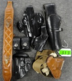 5 LEATHER HOLSTERS & SPEED LOADER HOLDER