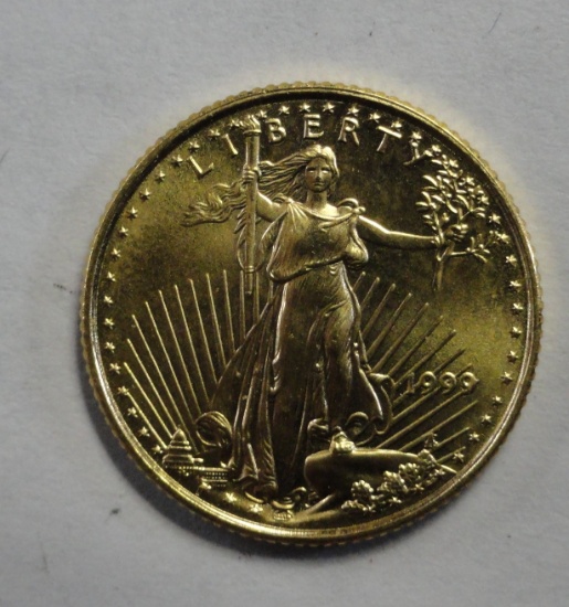 1999 5 DOLLAR GOLD EAGLE COIN 1/10 OZ, 999 FINE GOLD