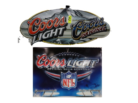 (2) COORS LIGHT/COORS METAL SIGNS