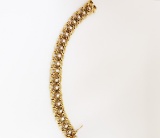 18KT YELLOW GOLD AND DIAMOND BRACELET: GOLD OVAL LINKS