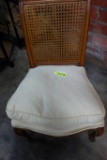 CHILDS ANTIQUE CHAIR WITH CANE BACK AND UPHOLSTERED SEAT