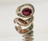 14 KT GOLD AND TOURMALINE RING: