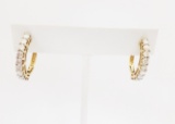 14KT GOLD AND DIAMOND HOOPS: