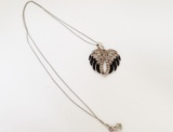 STERLING AND SPINEL ANGEL WING PENDANT NECKLACE