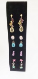 5 PAIR GOLD AND GEMSTONE EARRINGS: