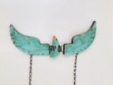 PRUVIAN TURQUOISE AND STERLING NECKLACE IN A THUNDER BIRD DESIGN