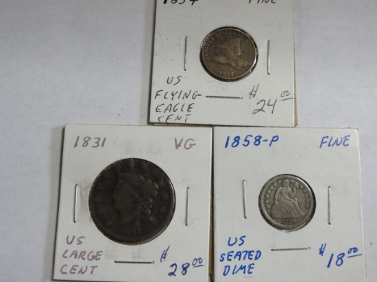 (3) 1800'S COINS: