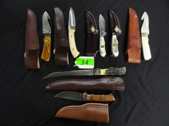 (7)  "RUNNING W" KING RANCH SHEATH KNIVES: