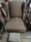 CUSTOM UPHOLSTERED WING BACK CHAIR AND ANTIQUE FOOTSTOOL