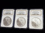 (3) NGC CERTIFIED GEM UNCIRCULATED 2006 SILVER EAGLE COINS