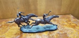 BRONZE FIGURINE OF TWO POLO PLAYERS