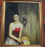 H.X. OIL ON CANVAS OF A YOUNG GIRL