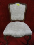 WHITE AND TAUPE TOILE UPHOLSTERED SIDE CHAIR