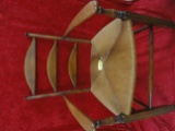 ANTIQUE LADDER BACK CHAIR WITH RUSH SEAT (SMALL CRACK ON TOP RUNG)