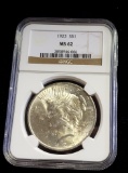 NGC GRADED MS62 1923 PEACE SILVER DOLLAR