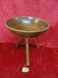 ANTIQUE WOOD BOWL ON A STAND