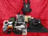 (3) BOXES OF CAMERA ACCESSORIES AND BAGS