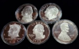 (5) 1995 ONE HALF POUND PURE SILVER ROUNDS: