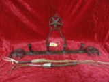 2 IRON HAT RACKS, ONE WITH RAILROAD SPIKES, THE OTHER WITH TEXAS S