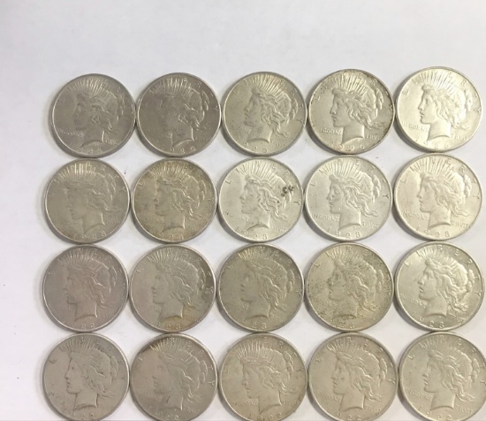 (1) ROLL OF (20) PEACE SILVER DOLLARS: