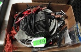 12 VOLT AIR COMPRESSOR, JUMPER CABLES & MISC