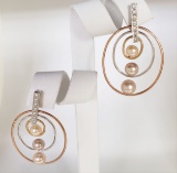 PAIR OF 14KT WHITE, ROSE AND YELLOW GOLD EARRINGS
