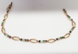 18KT YELLOW GOLD, DIAMOND, SAPPHIRE, RUBY AND EMERALD BRACELET