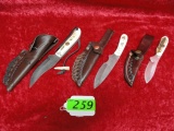 3 SILVER STAG KING RANCH SHEATH KNIVES: