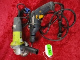 BLUE POINT CORDED DRILL, RYOBI RIGHT ANGLE GRINDER