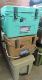 4 ICE CHESTS: 2 KODI, 2 YETI AND A YETI COOLER BAG