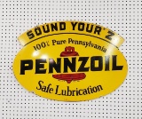PENNZOIL DOUBLE SIDED ENAMEL SIGN, EXCELLENT CONDITION
